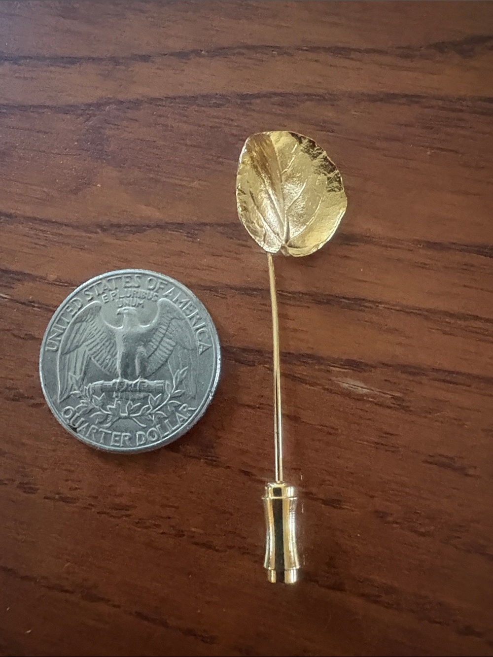 Trifari Shiny Gold Leaf Stick Pin